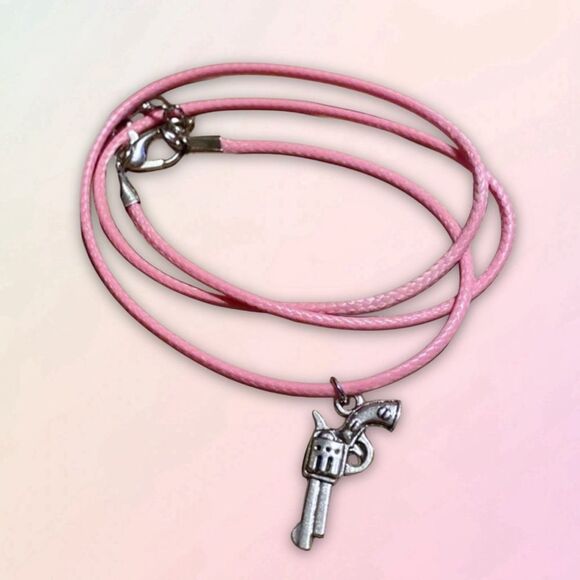 Minimalist, Stainless Steel Pistol Charm, With Adjustable Black Rope - Picture 2 of 11